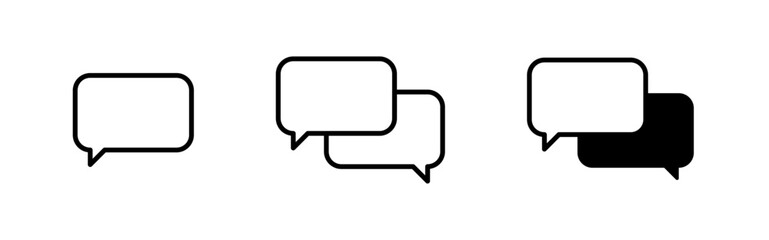 Chat bubble icons, Minimal chat bubble icons set, speech message outline symbols collection, Vector illustration.