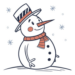 Cute snowman with carrot nose and striped scarf winter 3