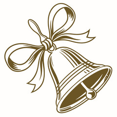 Golden bell with ribbon bow graphic bell icon symbol