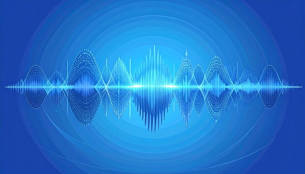 Abstract blue sound wave graphic, audio concept, data visualization, digital background