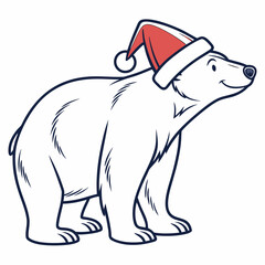 Polar bear wearing a red Santa hat animal arctic