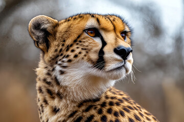 Majestic cheetah portrait in natural habitat showcasing grace and power