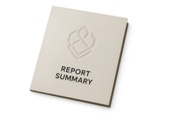 Clean business 'Report Summary' document isolated on transparent background.
