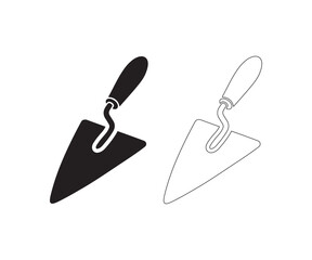 Black trowel tool silhouette on white background