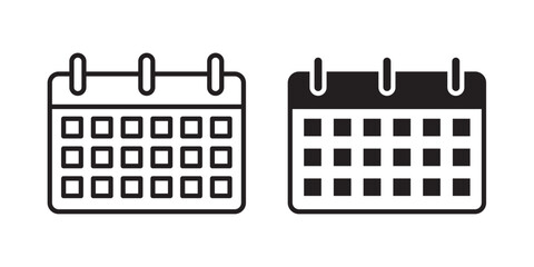 Calendar Icon. Desktop calendar.  Calendar icon, symbol design for logo, app, website. Vector illustration with stroke and fill on a white background.