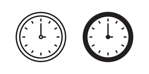 Clock Icon.  Time and Clock icon. Vector illustration with stroke and fill on a white background.