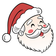 Smiling Santa Claus face with red hat and white beard