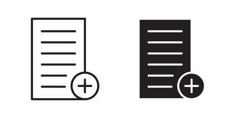 File Add Icon. new document icon. Vector illustration with stroke and fill on a white background.