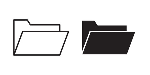 Folder Open Icon. Simple computer file folder icon. Modern computer file folder icon. Vector illustration with stroke and fill on a white background.