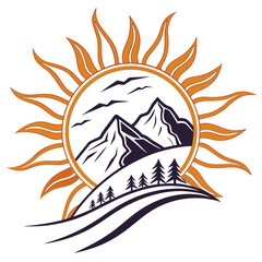 Sun and mountain landscape horizon nature