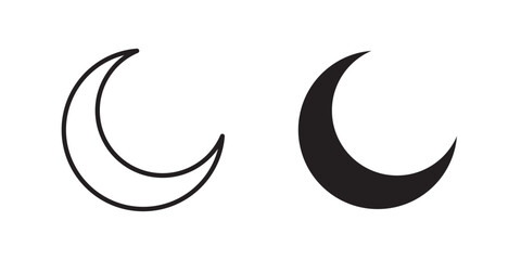 Moon Icon. Vector illustration with stroke and fill on a white background.