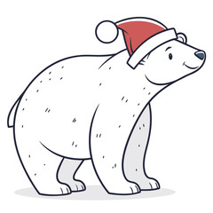 White polar bear wearing red santa hat graphic animal
