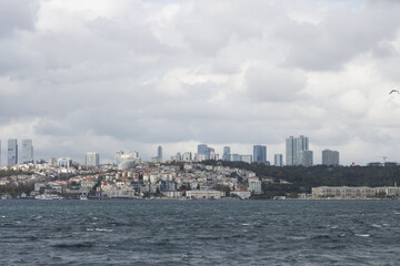 Naklejka premium The sight of European Istanbul from Uskudar district, asian side, Istanbul, Turkey
