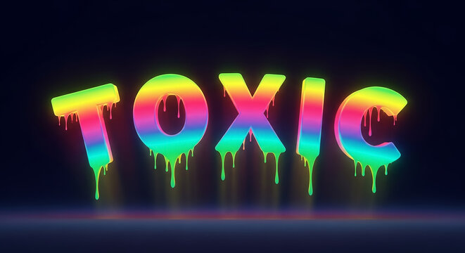 Toxic word dripping rainbow vibrant neon colors - Powered by Adobe