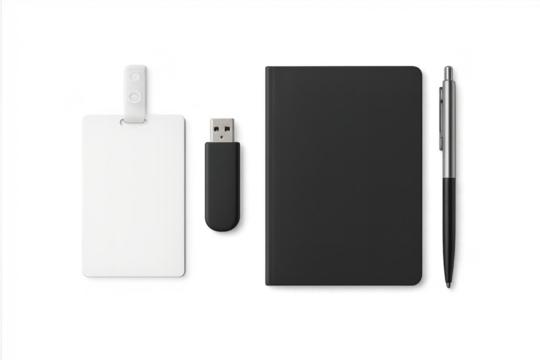 Modern office and business essentials isolated on transparent background