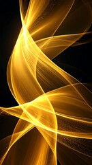Abstract golden swirling lines on a black background