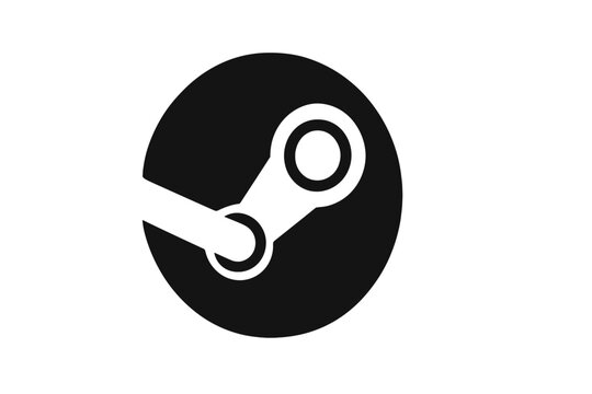 Steam gaming platform icon vector illustration on white background with transparent design, digital distribution, game launcher symbol, technology software logo, media entertainment