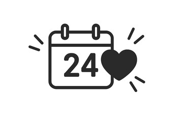 Save the date vector icon with calendar and heart. Wedding, anniversary or romantic event reminder symbol. Special day, important date or love celebration graphic illustration.