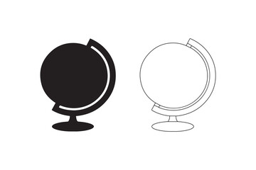 Vector minimal globe set, Black earth shape illustration for education, Travel, and global concept design