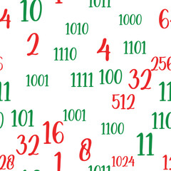Seamless pattern of decimal code. High-tech futuristic colorful decimal computer code. Programming template