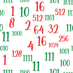 Seamless pattern of decimal code. High-tech futuristic colorful decimal computer code. Programming template