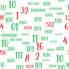 Seamless pattern of decimal code. High-tech futuristic colorful decimal computer code. Programming template