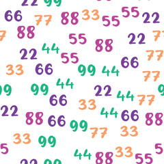 Seamless pattern with beautiful numbers. Ten, twenty, thirty, forty, fifty, sixty, seventy eighty ninety Algebra and geometry