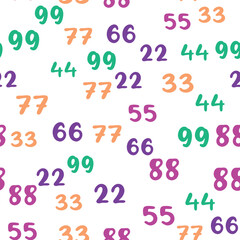 Seamless pattern with beautiful numbers. Ten, twenty, thirty, forty, fifty, sixty, seventy eighty ninety Algebra and geometry