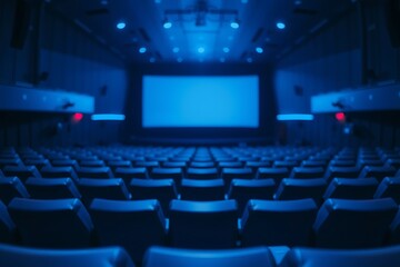 Obraz premium Generative AI cinematic theater interior awaits your viewing pleasure.