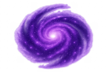 Purple spiral galaxy vortex with bright stars