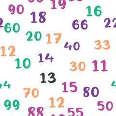 Obraz premium Seamless pattern with beautiful numbers. Ten, twenty, thirty, forty, fifty, sixty, seventy eighty ninety Algebra and geometry