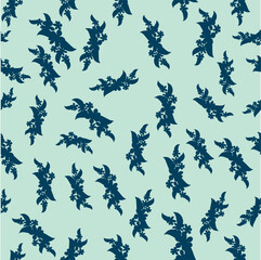 Bicolor contour silhouette seamless pattern with flowers and leaves. Abstract floral spring, summer pastel pattern