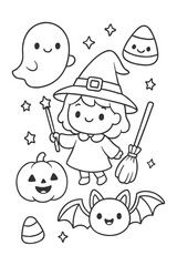 Coloring book illustration - Halloween doodle