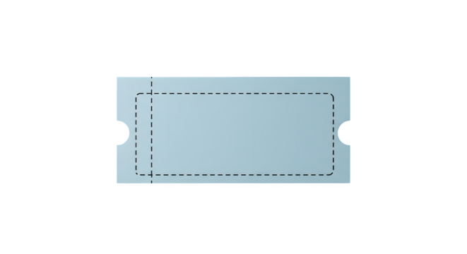 Blue textured ticket mock-up with cut-out border. Perfect for event passes, coupons, gift cards, or marketing materials.