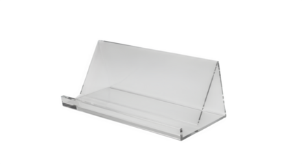 Clear acrylic stand displays a sleek, modern design. Use for branding mockups, product presentations, or signage displays.