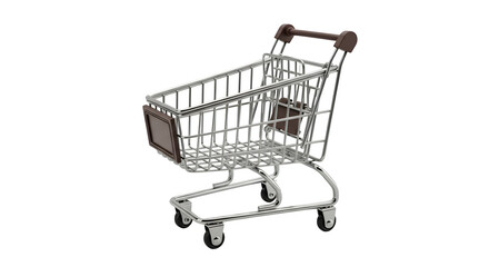 Chrome shopping cart on black shows retail. For e-commerce, product listings, sales promotions, grocery delivery apps, and retail themed marketing.