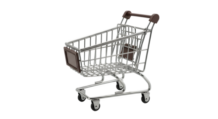 Chrome shopping cart on black shows retail. For e-commerce, product listings, sales promotions, grocery delivery apps, and retail themed marketing.