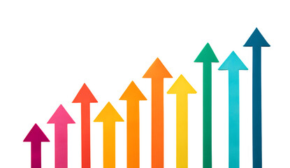 Colorful Arrow Icons Moving Up Representing Positive Trend and Success PNG