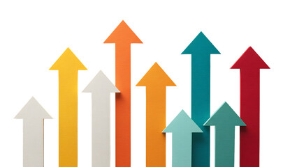 Colorful Up Arrows Representing Growth and Progress Isolated
