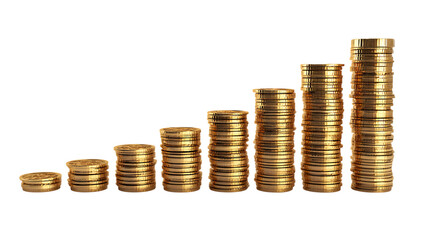 Gold Coins with Plants Growing on Top Isolated PNG Symbolizing Investment Growth