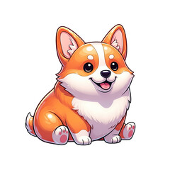 Fototapeta premium A charming corgi puppy sits with an innocent expression, its soft fur and adorable features inviting instant affection, a whimsical depiction of canine cuteness.