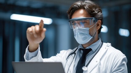 Doctor Using Augmented Reality Technology in Modern Healthcare Environment