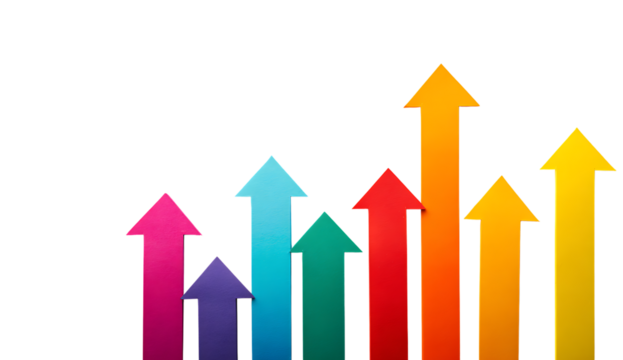 Vibrant Arrows Rising Up Showing Success and Development Concept Isolated