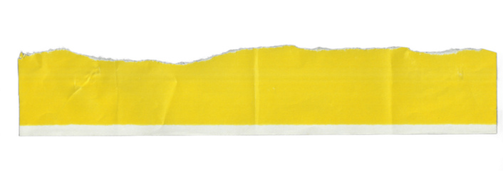 Torn Yellow Paper with Vertical Folds and White Bottom Strip on Transparent Background