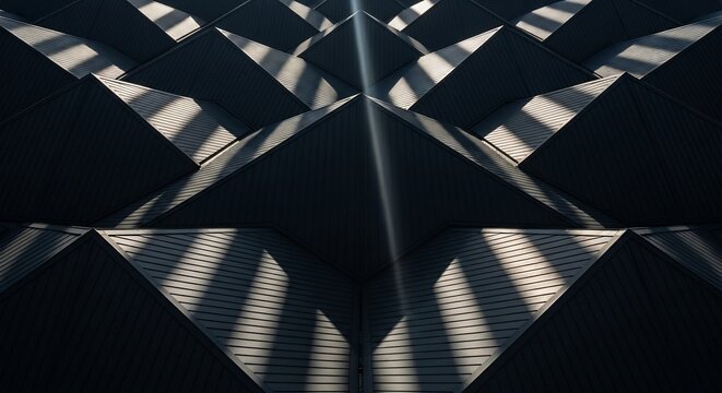 Geometric Shadows: An artistic composition of geometric shapes, bathed in dramatic light and shadow, creating a visually striking abstract pattern.