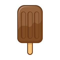 Simple cartoon chocolate ice cream bar on a stick fun treat delicious dessert