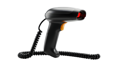 Black textured scanner reflects red light. Ideal for product staging, technology posters, and branding mockups.