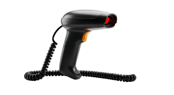 Black textured scanner reflects red light. Ideal for product staging, technology posters, and branding mockups.