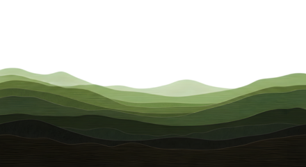 Green Layered Landscape Mountain Silhouette Nature Background Cut Out PNG.