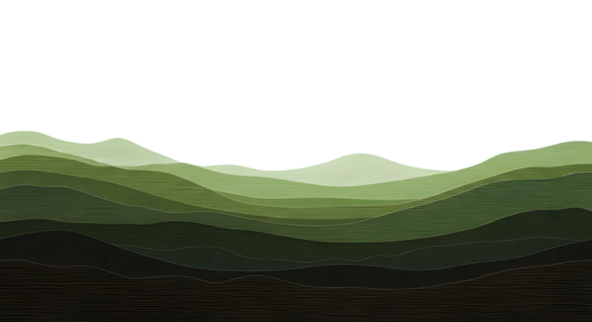 Green Layered Landscape Mountain Silhouette Nature Background Cut Out PNG.
